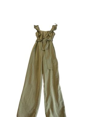 Altar'd State Sage Green Ruffle Wide-Leg Jumpsuit